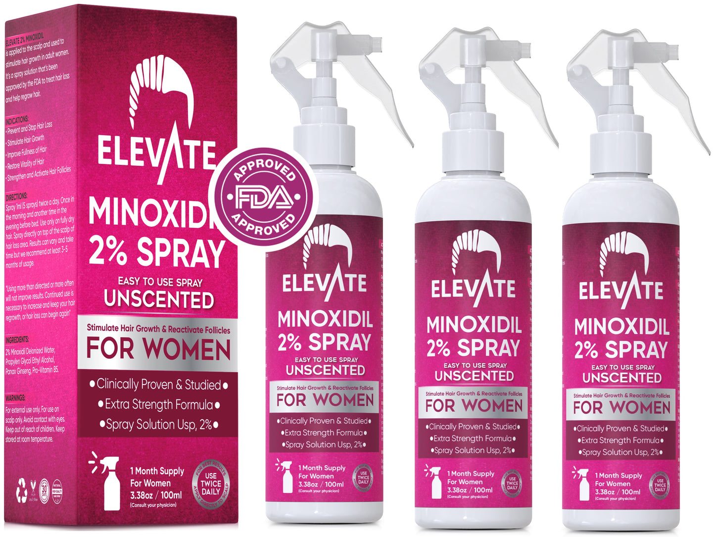 Elevate 2% Minoxidil Hair Growth Spray For Women