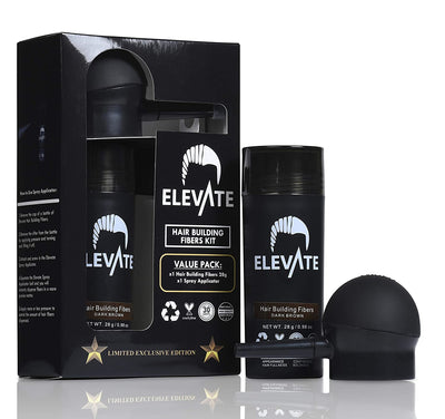 ELEVATE Hair Perfecting 2-in-1 Kit Set Includes Hair Fibers & Spray Applicator Pump Nozzle