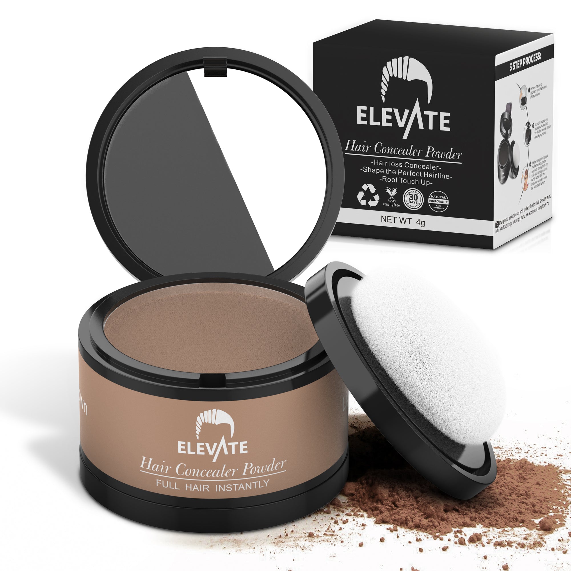 Elevate Hair Line Powder Instantly Conceal Hair Loss for Thinning Areas - Root Cover Touch Up with Puff Touch - Instant Gray Coverage