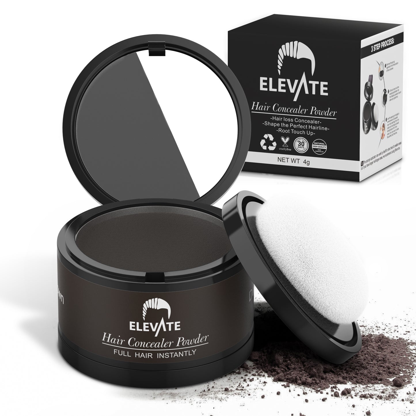 Elevate Hair Line Powder Instantly Conceal Hair Loss for Thinning Areas - Root Cover Touch Up with Puff Touch - Instant Gray Coverage