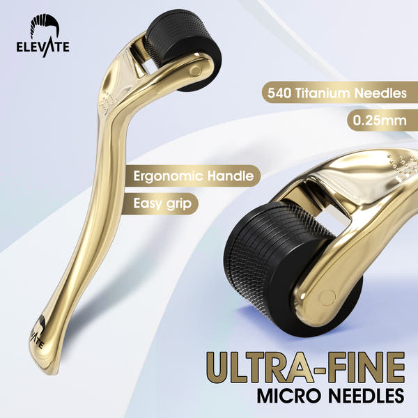 Derma Roller 0.25mm Luxury Gold Edition (for Face, Hair, Skin, Beard)