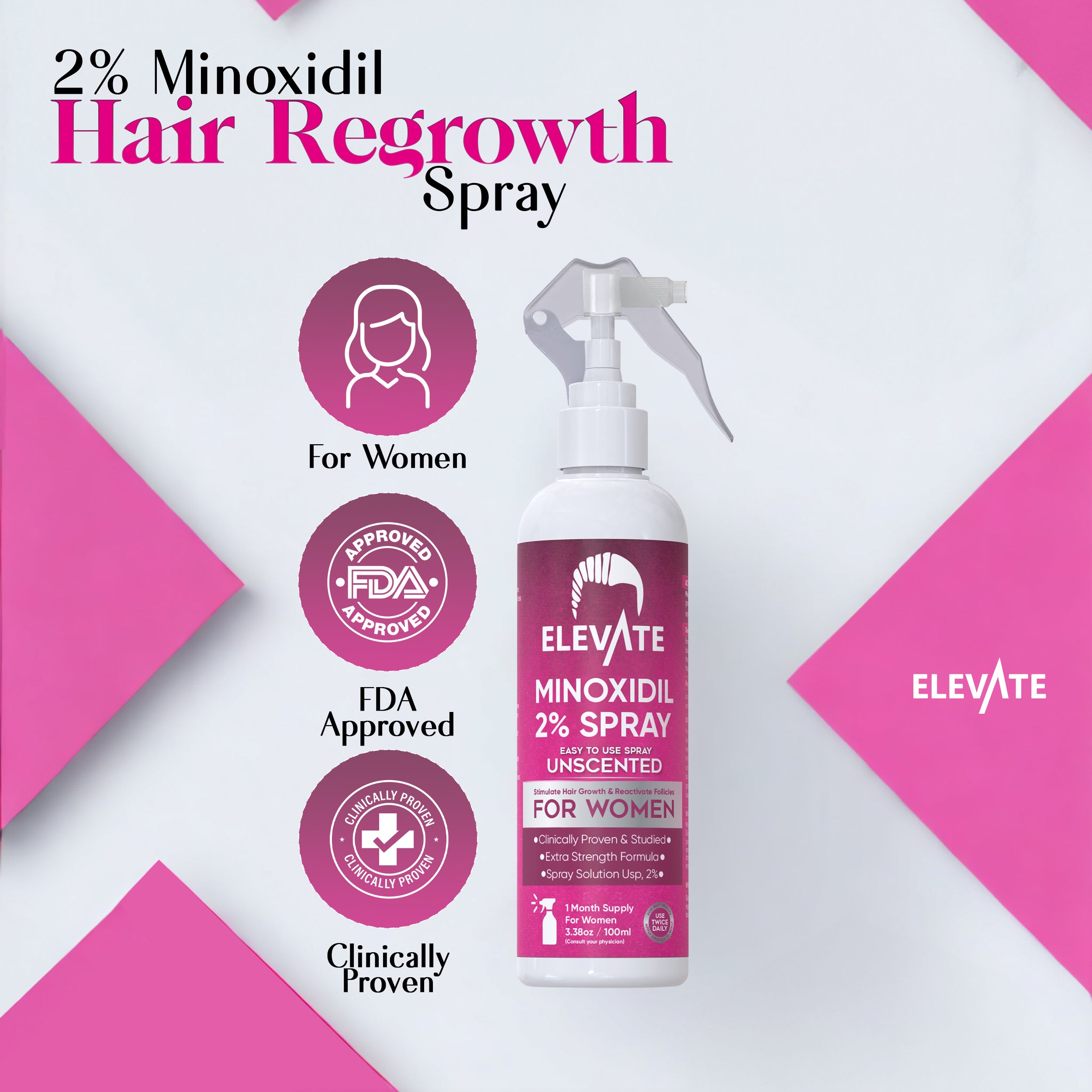 Elevate 2% Minoxidil Hair Growth Spray For Women – Elevate Hair Inc