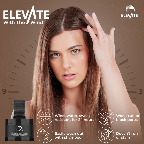 Elevate Hair Line Powder Instantly Conceal Hair Loss for Thinning Areas - Root Cover Touch Up with Puff Touch - Instant Gray Coverage