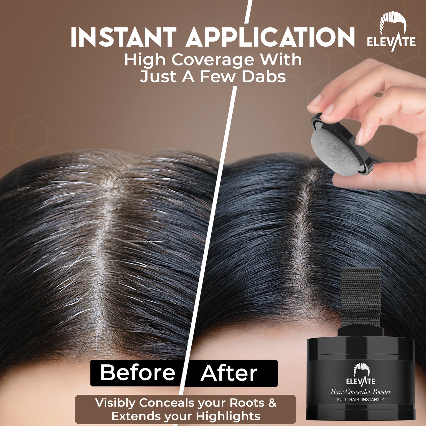 Elevate Hair Line Powder Instantly Conceal Hair Loss for Thinning Areas - Root Cover Touch Up with Puff Touch - Instant Gray Coverage