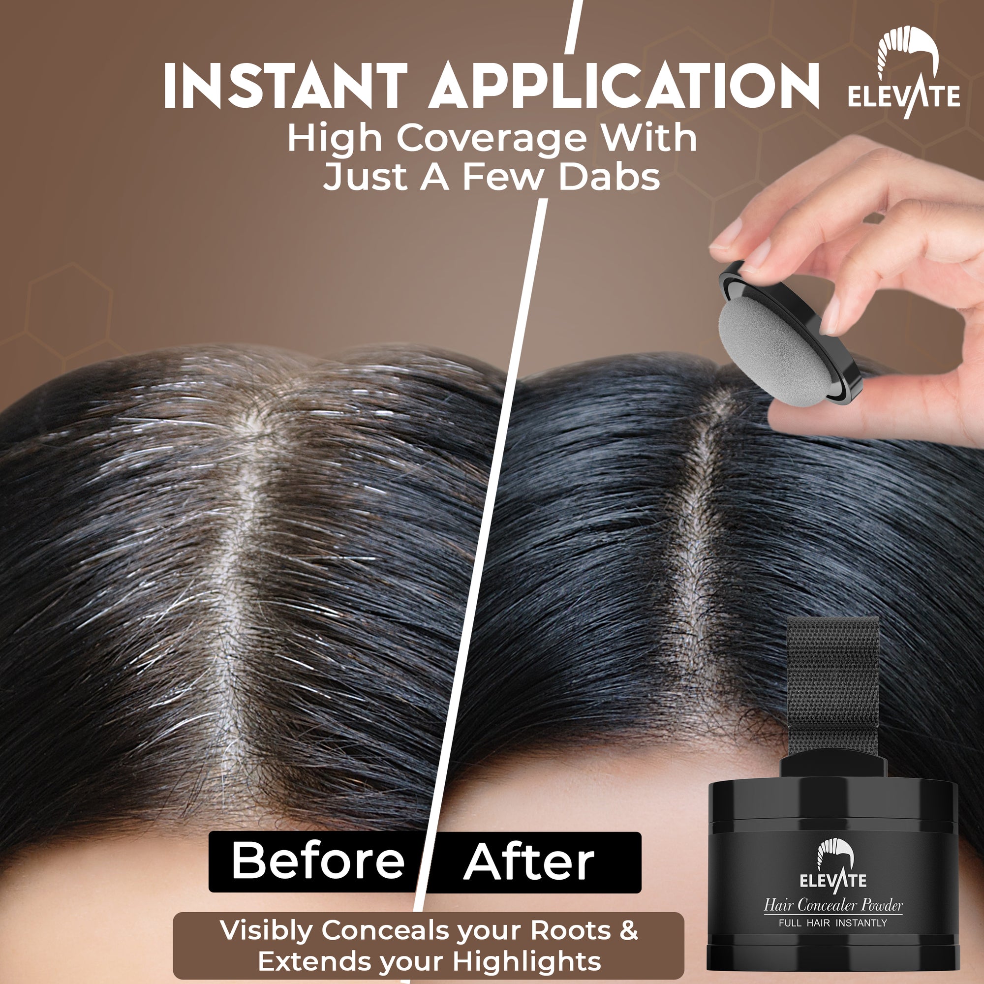 Elevate Hair Line Powder Instantly Conceal Hair Loss for Thinning Areas - Root Cover Touch Up with Puff Touch - Instant Gray Coverage