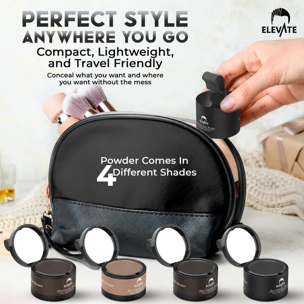 Elevate Hair Line Powder Instantly Conceal Hair Loss for Thinning Areas - Root Cover Touch Up with Puff Touch - Instant Gray Coverage