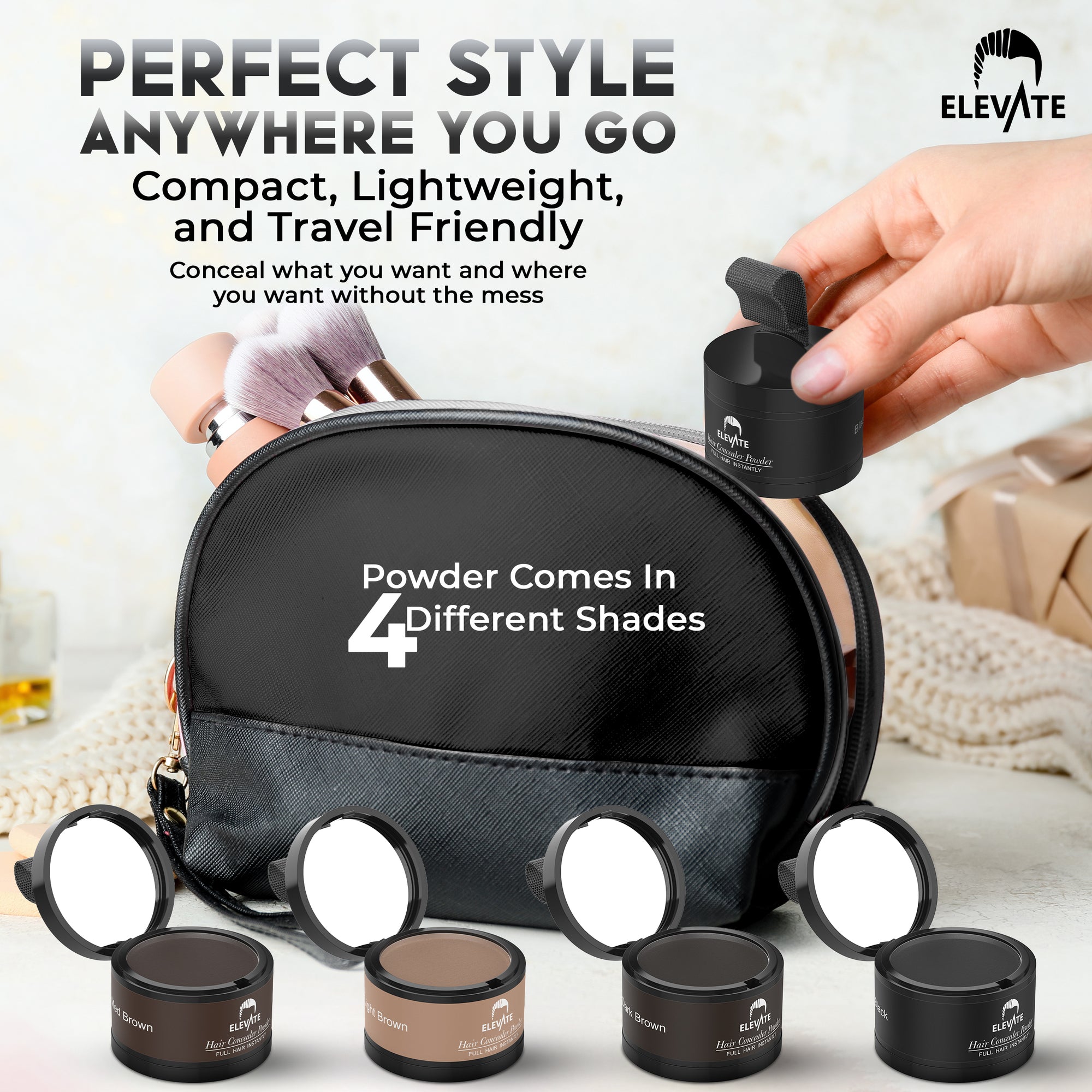 Elevate Hair Line Powder Instantly Conceal Hair Loss for Thinning Areas - Root Cover Touch Up with Puff Touch - Instant Gray Coverage