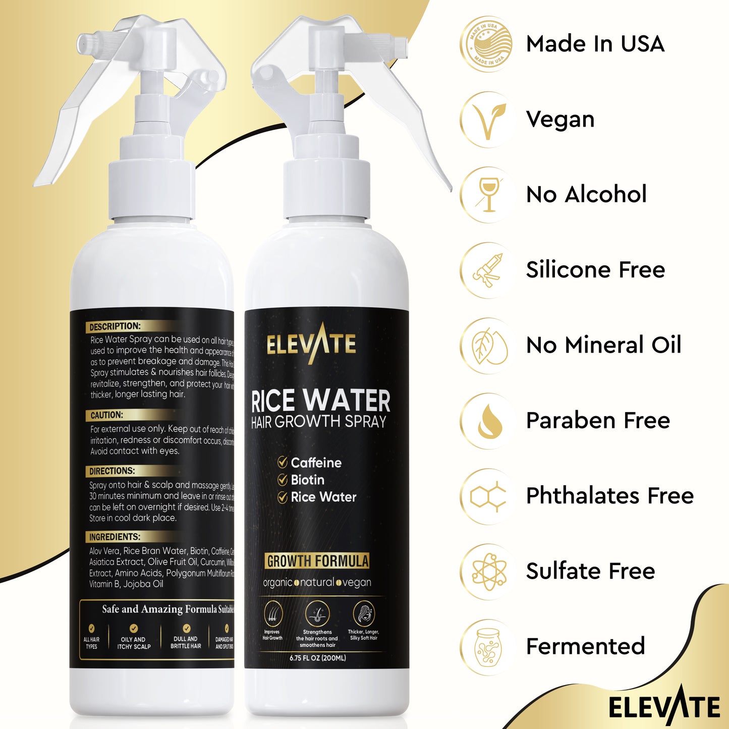 Elevate Rice Water Hair Growth Spray (biotin, caffeine, rice water formula)