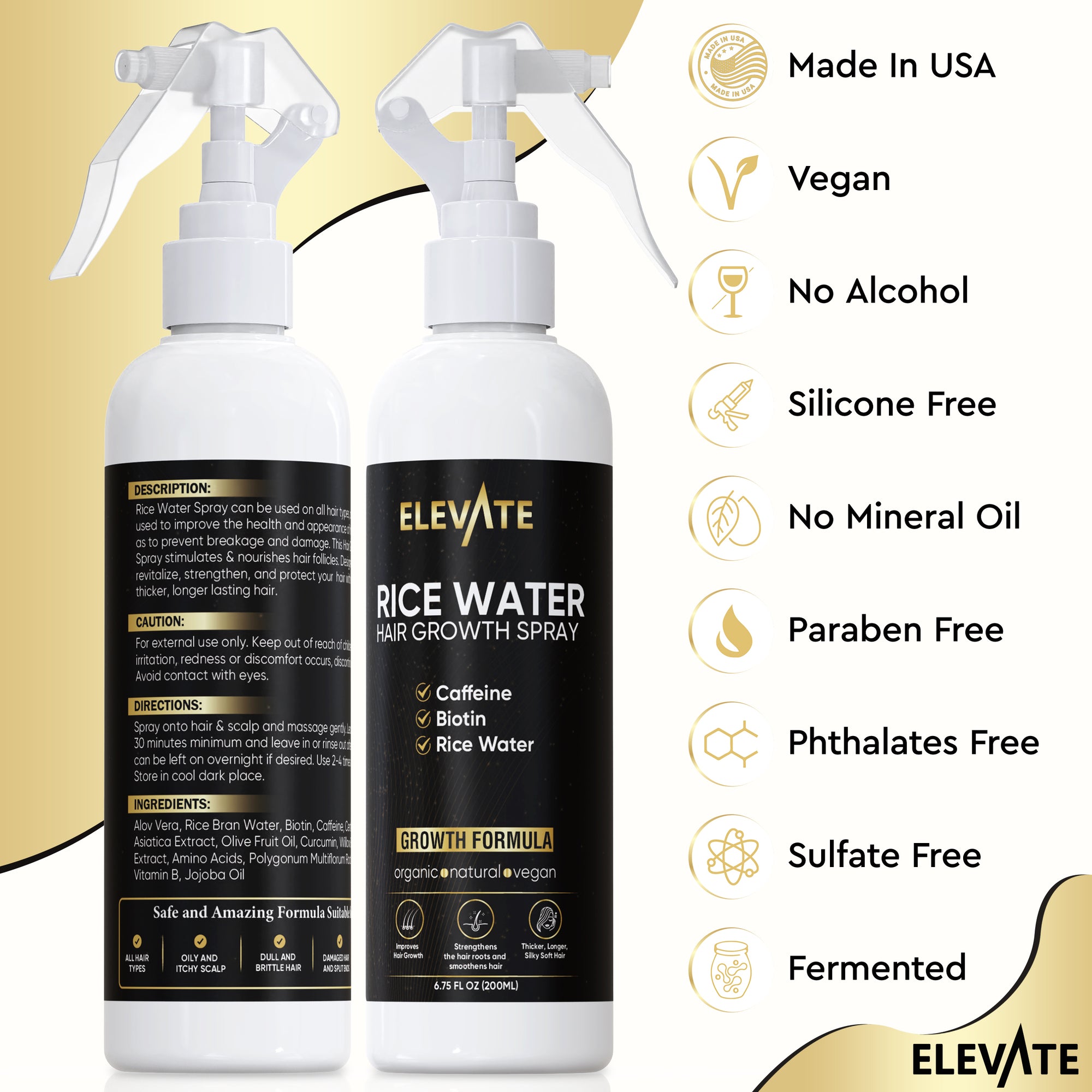 Elevate Rice Water Hair Growth Spray (biotin, caffeine, rice water formula)