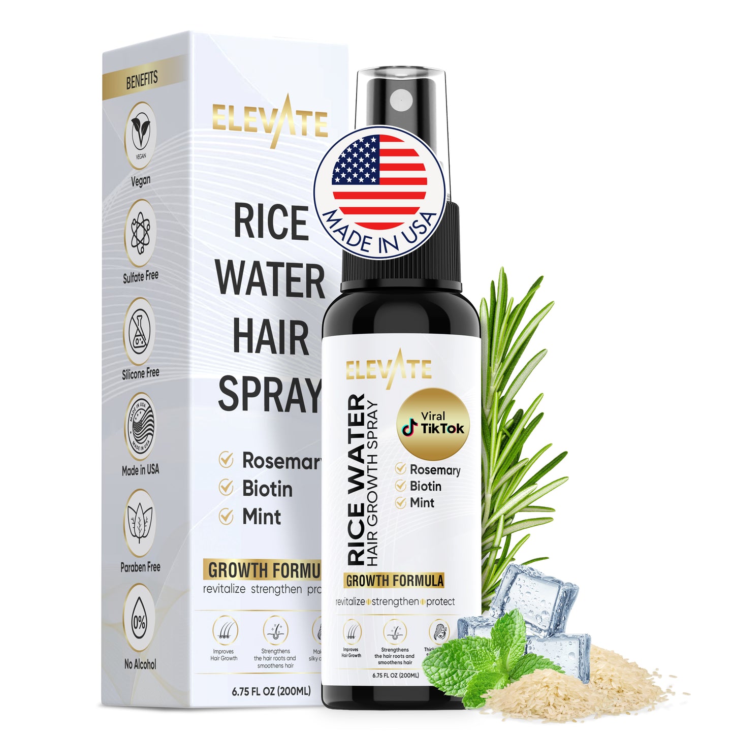 Elevate Rice Water Spray (rosemary, biotin, mint, rice water formula)