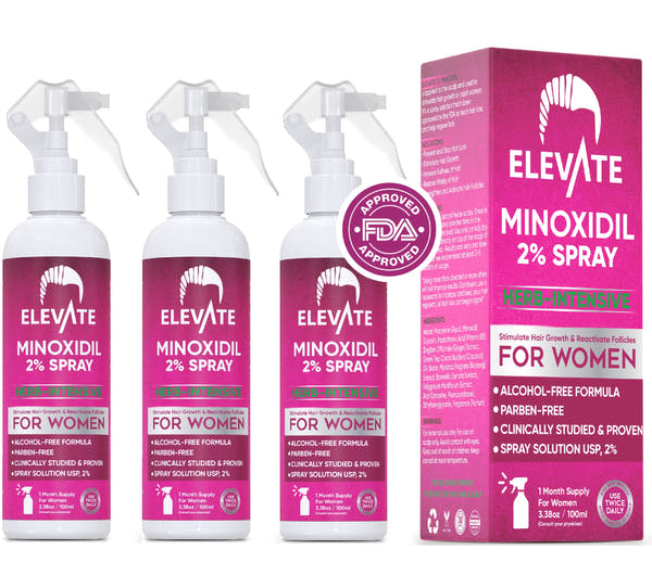 ELEVATE 2% Herbal Minoxidil Spray for Women (Alcohol-Free)