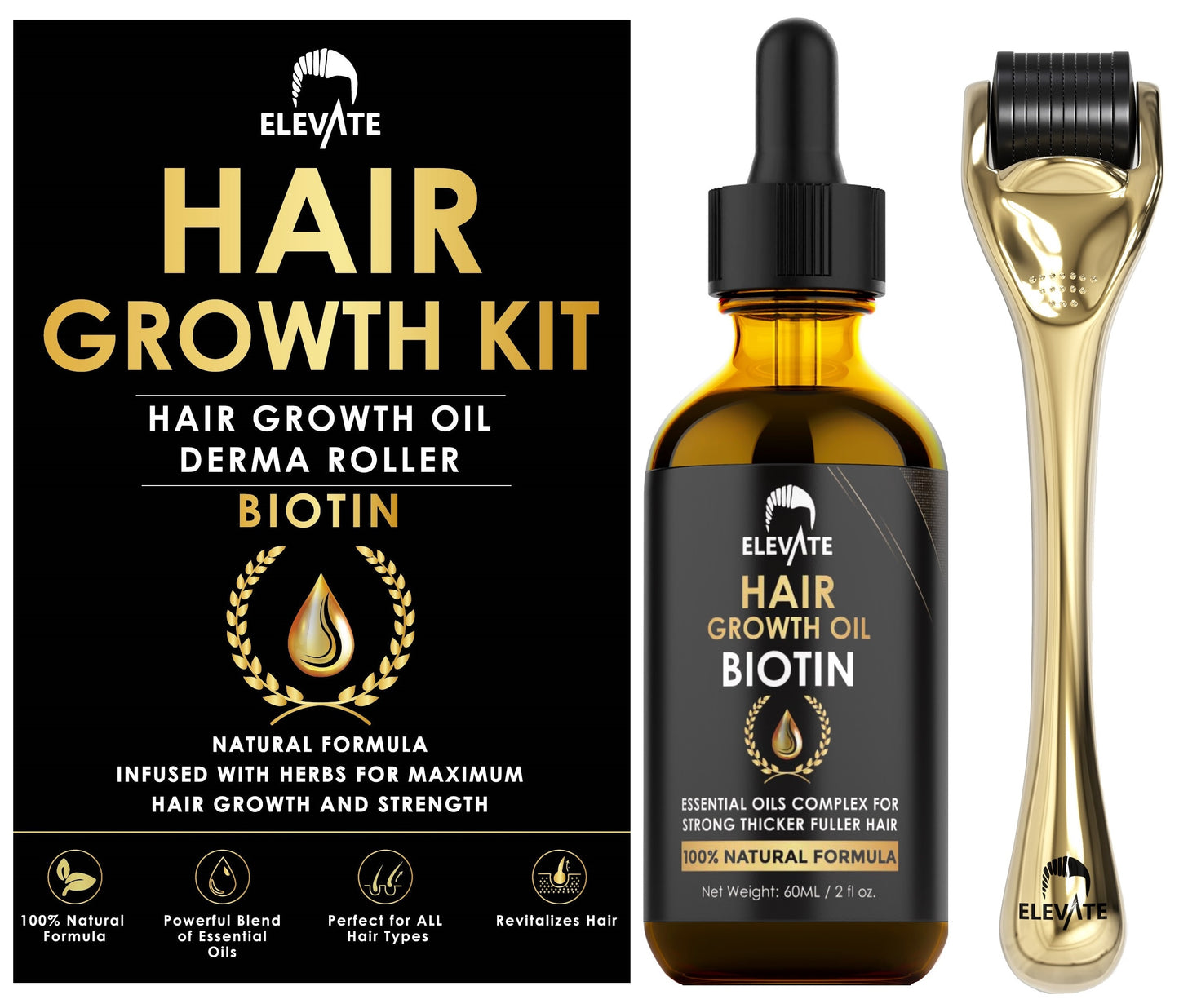 Elevate Hair Growth Oil - Biotin Hair Growth Serum w/ Castor Oil