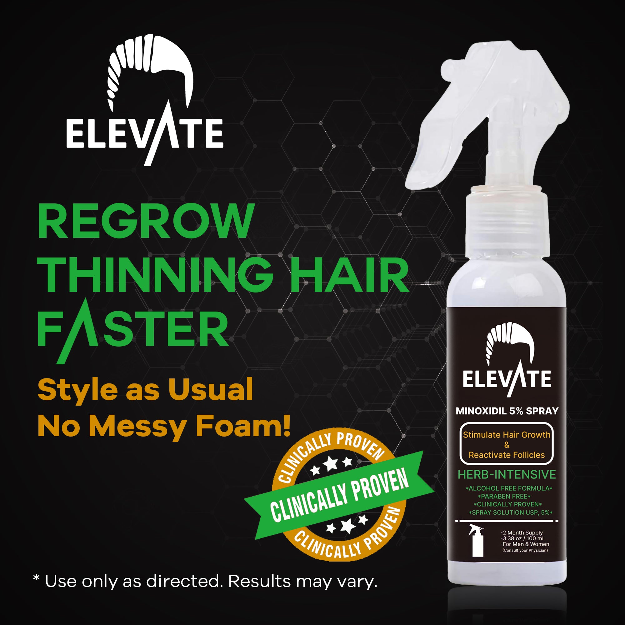 ELEVATE 5% Herbal Minoxidil Spray (Alcohol-Free)