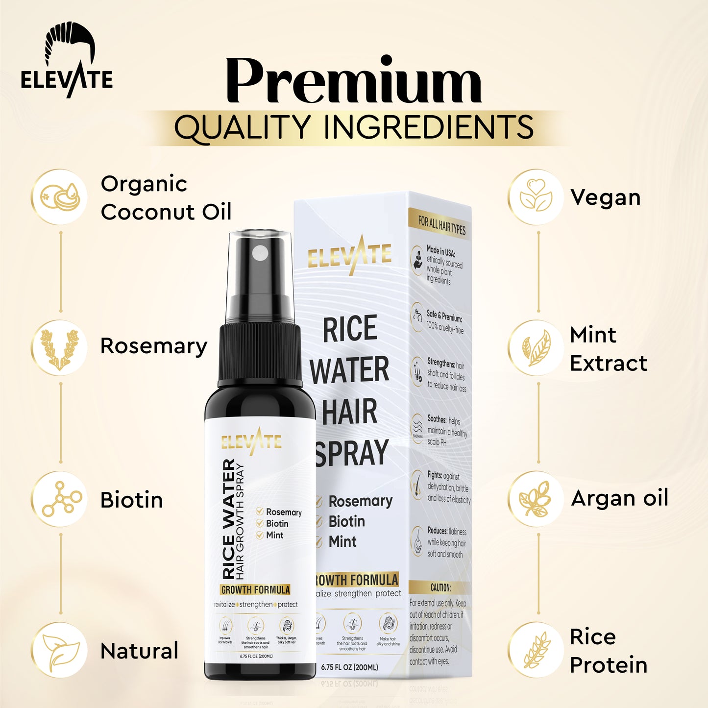 Elevate Rice Water Spray (rosemary, biotin, mint, rice water formula)