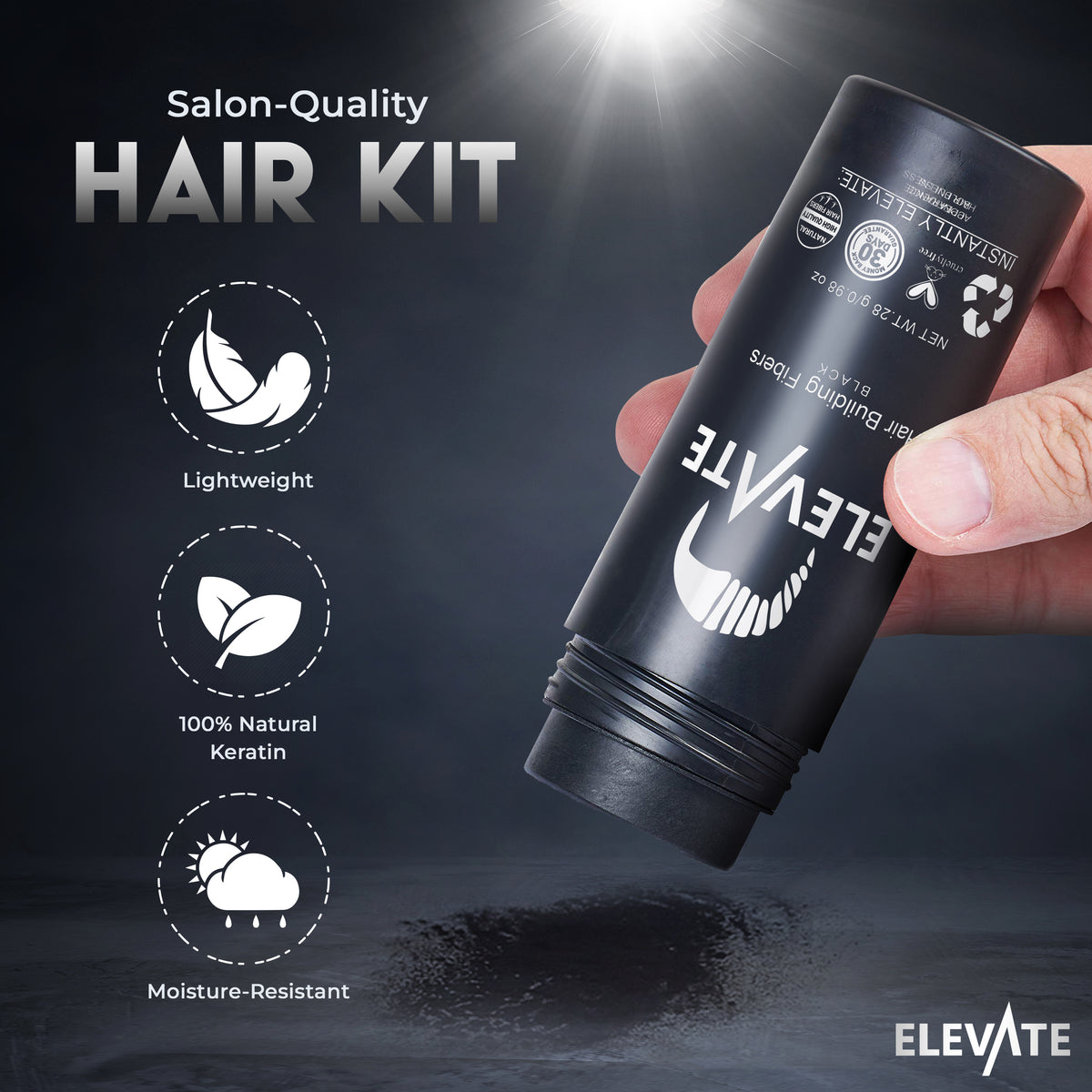 ELEVATE Hair Fibers 100% Natural Keratin Hair Fibers for Men and Women - 28g 0.98oz