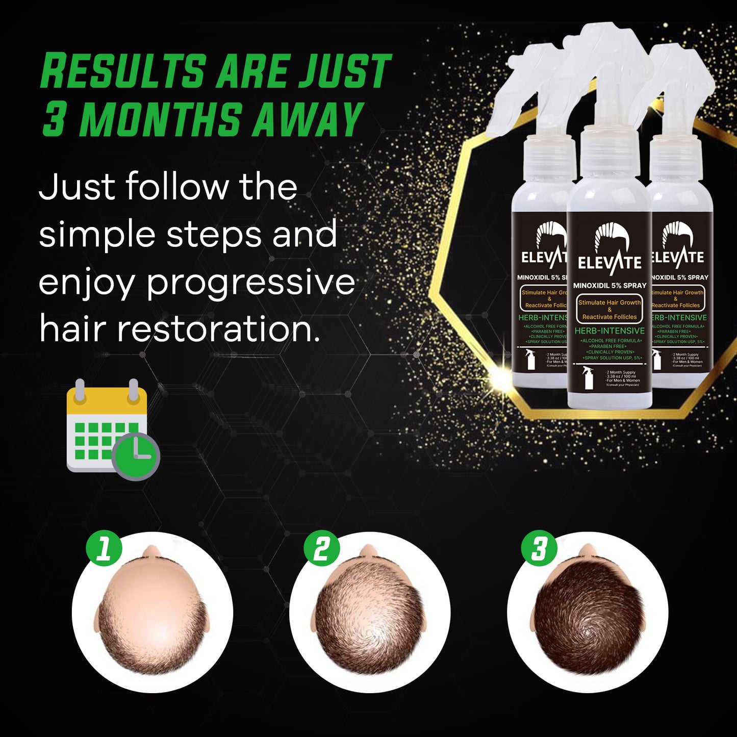 ELEVATE 5% Herbal Minoxidil Spray (Alcohol-Free)