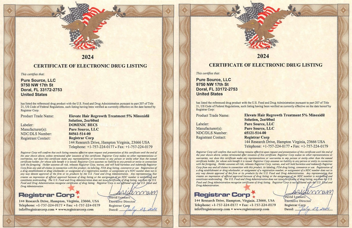 Elevate Hair Regrowth Treatment 5% Minoxidil Solution