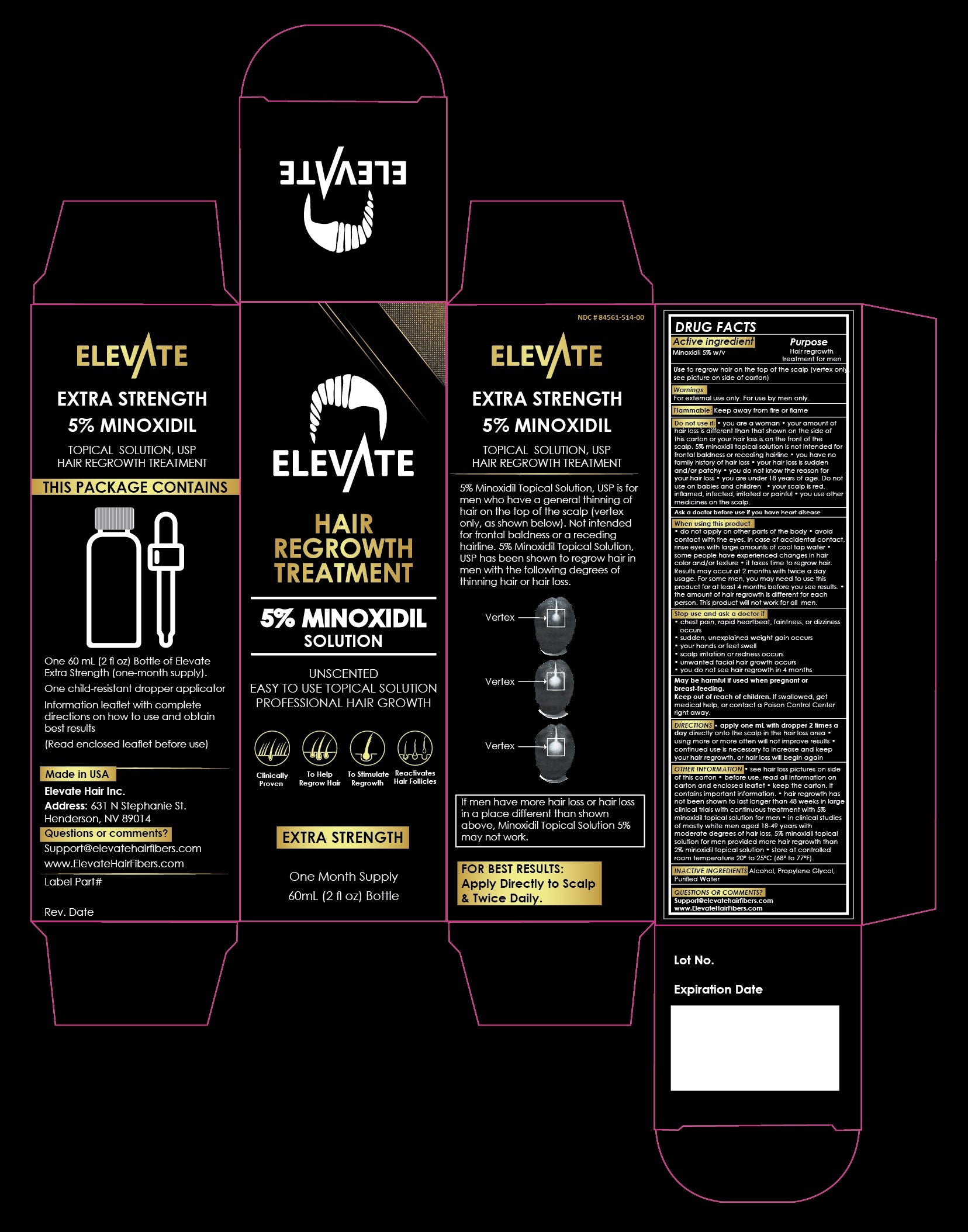Elevate Hair Regrowth Treatment 5% Minoxidil Solution