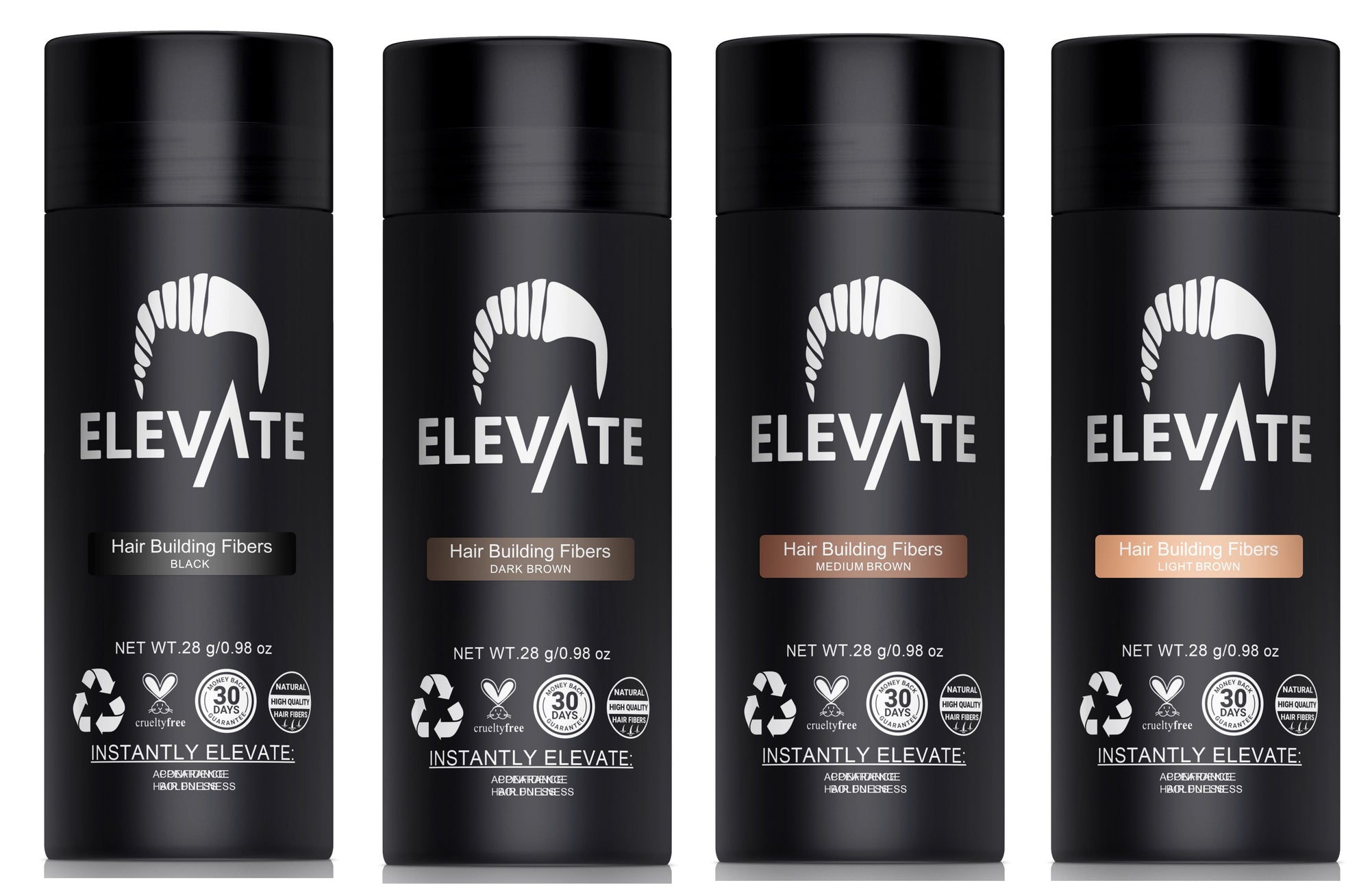 ELEVATE Hair Fibers 100% Natural Keratin Hair Fibers for Men and Women - 28g 0.98oz