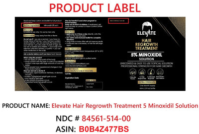 Elevate Hair Regrowth Treatment 5% Minoxidil Solution