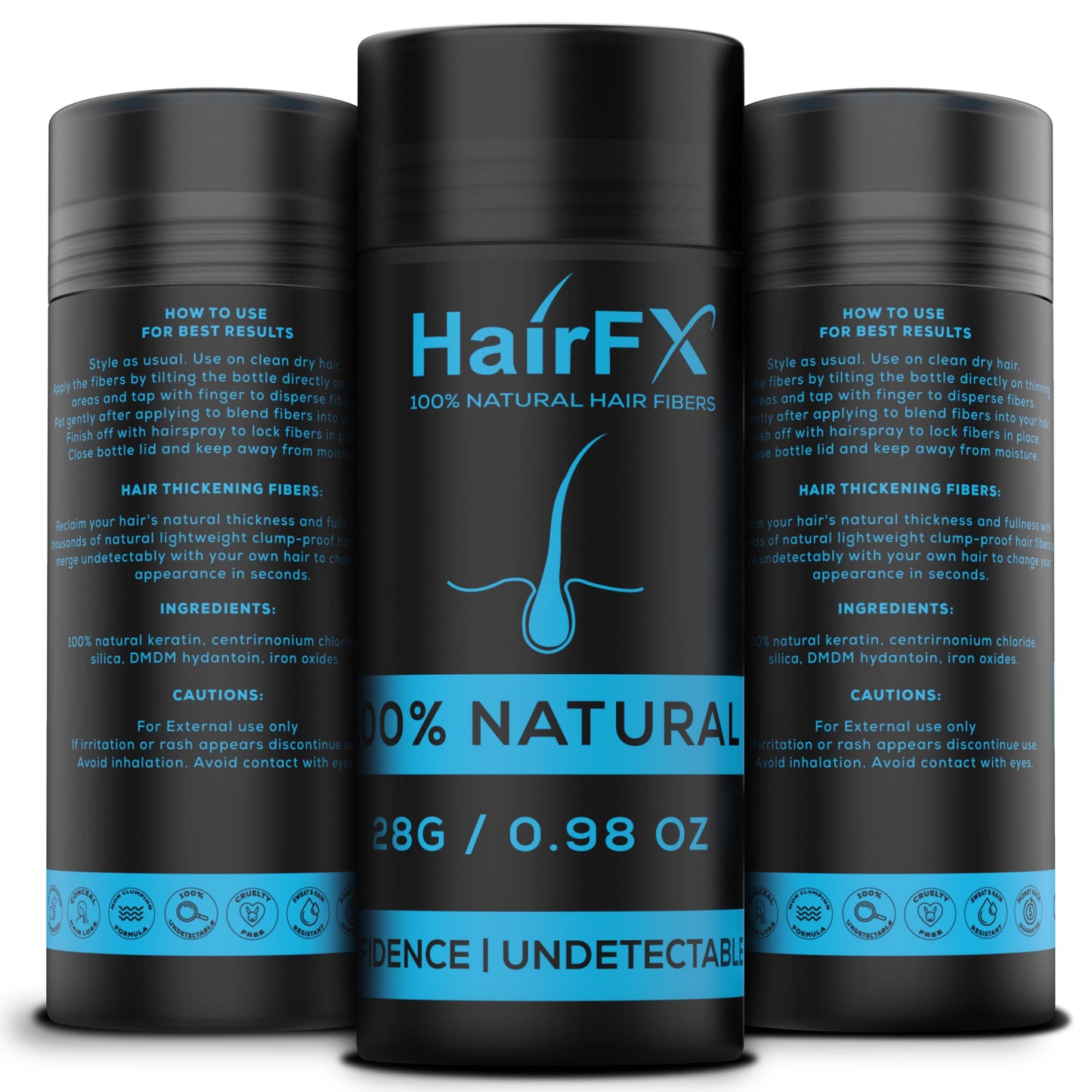 HairFX 2-in-1 Kit - Hair Fibers + Spray Applicator (10 Colors)
