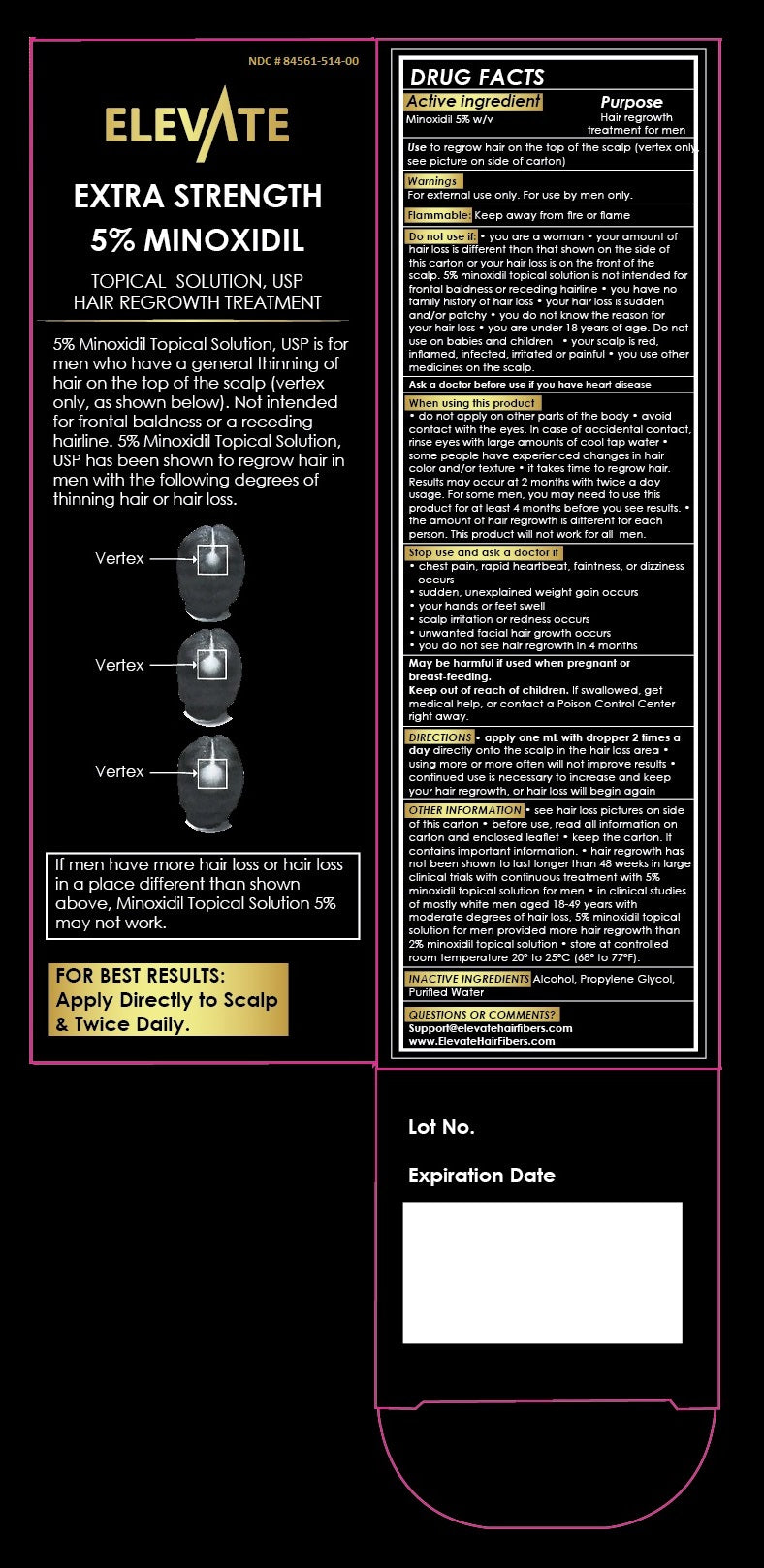 Elevate Hair Regrowth Treatment 5% Minoxidil Solution