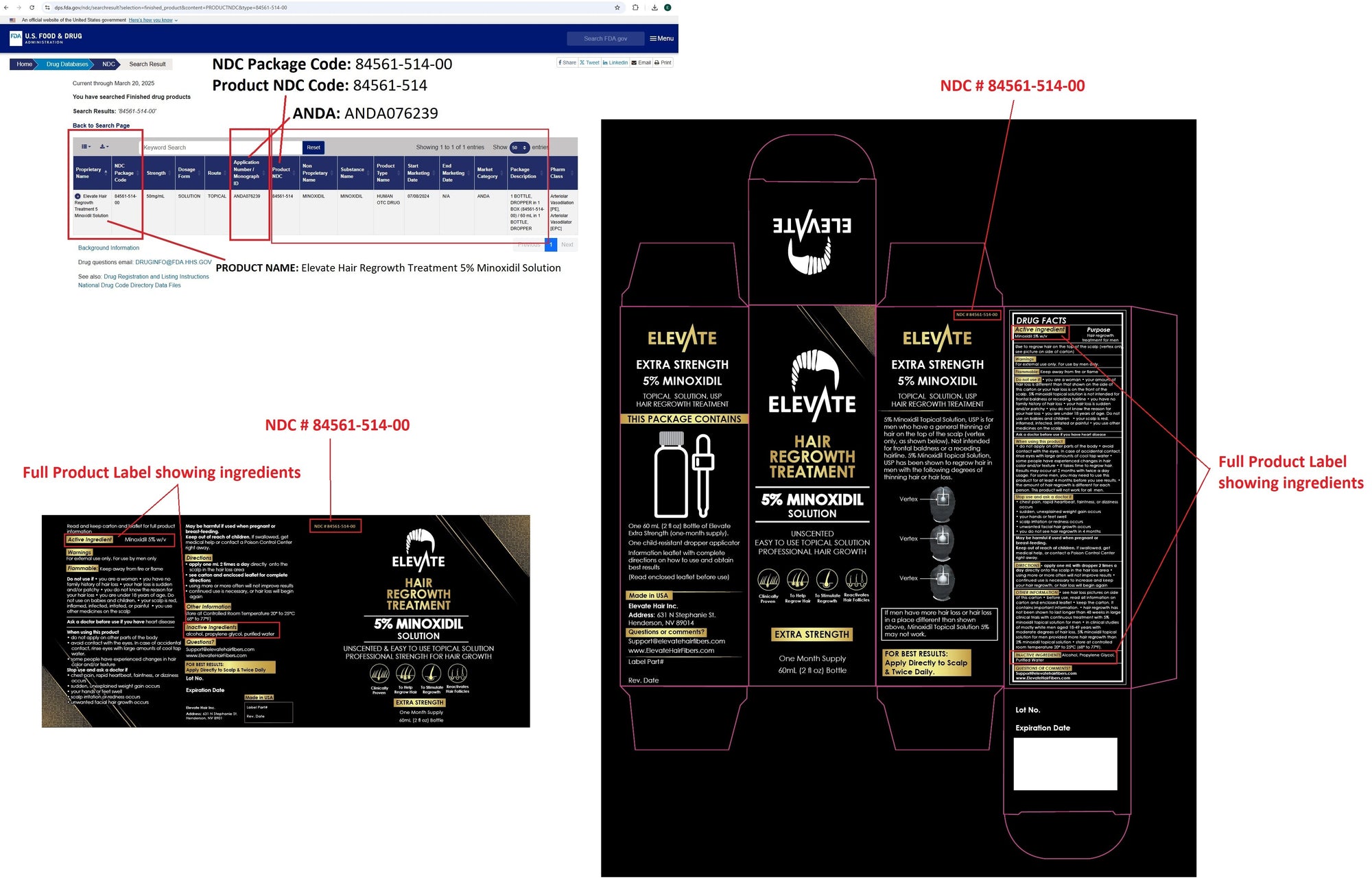 Elevate Hair Regrowth Treatment 5% Minoxidil Solution