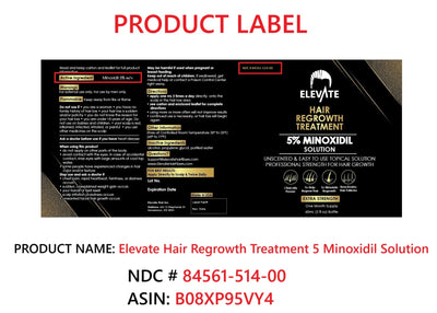 Elevate Hair Regrowth Treatment 5% Minoxidil Solution - NDC 84561-514-00