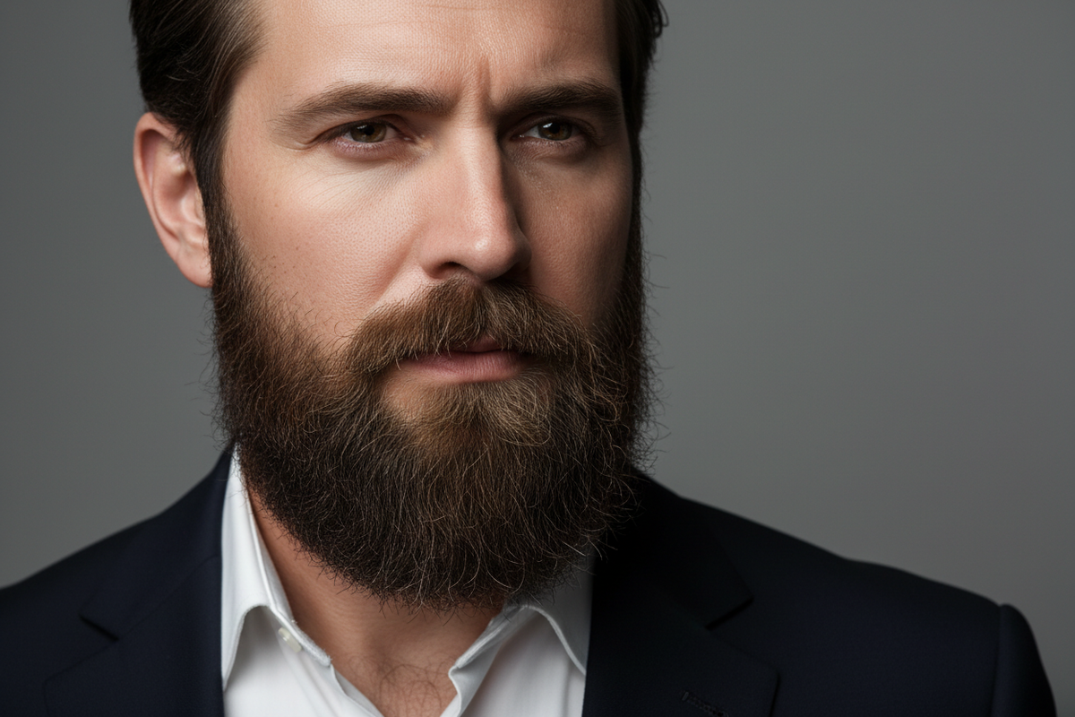 close up image of male with a beard