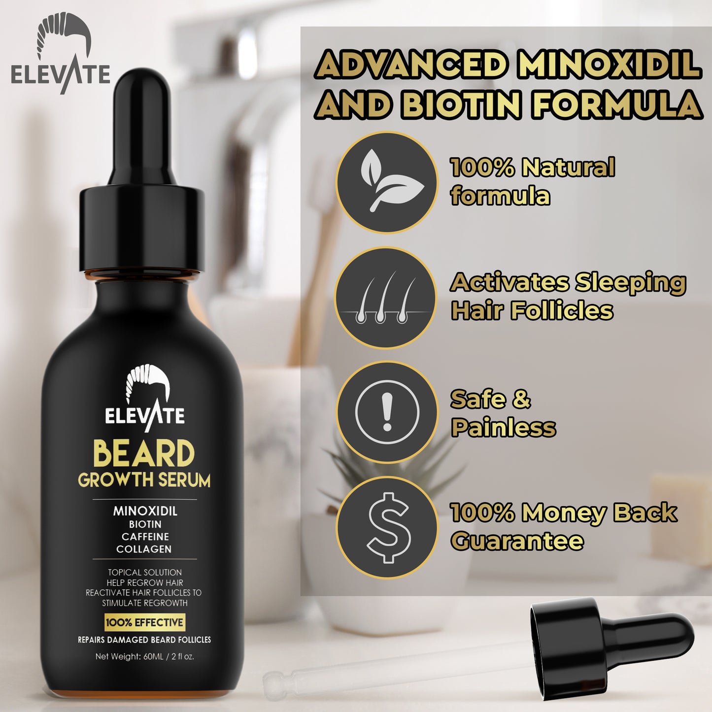 ELEVATE 5% Minoxidil Beard Growth Oil