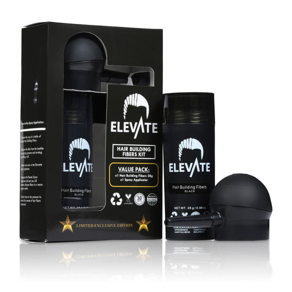 ELEVATE Hair Perfecting 2-in-1 Kit Set Includes Hair Fibers & Spray Applicator Pump Nozzle